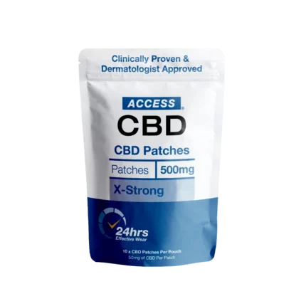 Design artwork for ACCESS CBD Dermal Patches, highlighting the product's branding and packaging style.