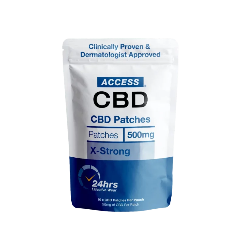 Design artwork for ACCESS CBD Dermal Patches, highlighting the product's branding and packaging style.